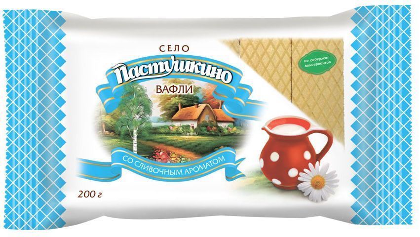 Село Пастушкино вафли со сливочным ароматом, 200 г0120710 Село Пастушкино вафли со сливочным ароматом, 200 г0120710Продукция ТМ Село Пастушкино — это разнообразные кондитерские изделия для всей семьи. Вафли Село Пастушкино идеально подходят к чаю или кофе. Это хрустящее чудо, которое напомнит Вам о беззаботном времени летних каникул у бабушки. Не сожержат ГМО, искусственных красителей и ароматизаторов.