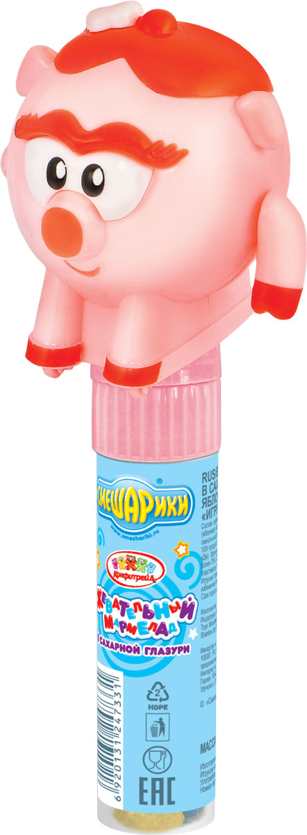 Смешарики фруктовый мармелад с игрушкой, 20 г0120710 Смешарики фруктовый мармелад с игрушкой, 20 г0120710Пластиковая туба из пищевого материала с игрушкой в виде героев Смешарики: Нюшей и Ёжиком.