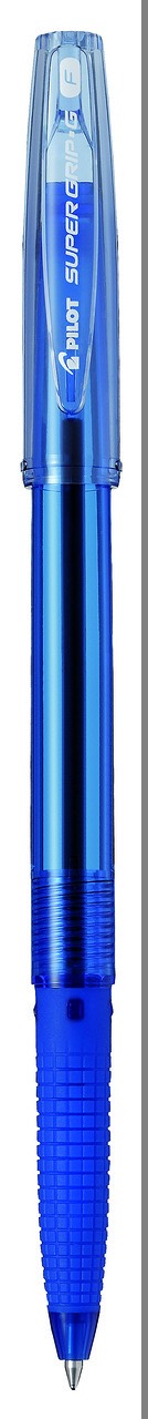 Pilot Ручка шариковая Super Grip G цвет синий BPS-GG-F-L72523WD Pilot Ручка шариковая Super Grip G цвет синий BPS-GG-F-L72523WDSuper Grip G- новая неавтоматическая многоразовая шариковая ручка с новыми ультрамягкими чернилами. Цвет тонировки корпуса соответствует цвету чернил. Вентилируемый колпачок. Новая форма резинового упора для пальцев предотвращает усталость и скольжение пальцев при письме. Упор для пальцев более длинный, чем у большинства ручек для того, чтобы каждый потребитель смог найти для себя удобное положение пальцев. Ручка подходит для нанесения логотипов.Диаметр шарика F (fine) – 0,7 мм.Толщина линии письма 0,22 ммСменный стержень RFJ-GP-F.Цвет чернил - синий.
