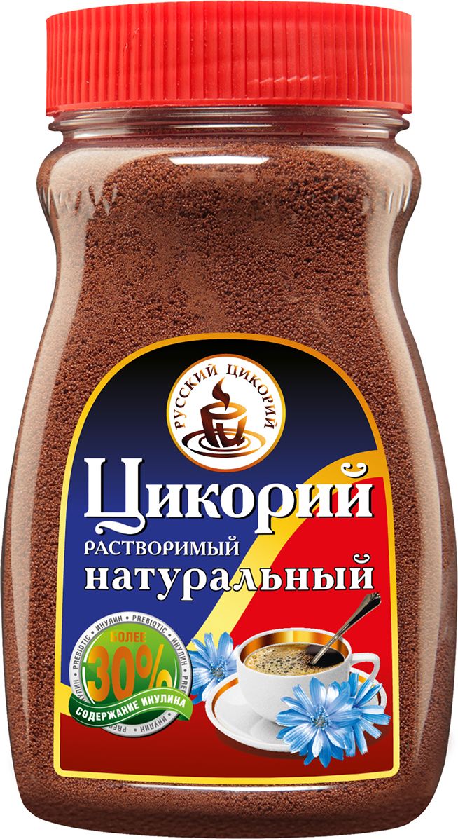 Русский цикорий цикорий растворимый, 100 г0120710 Русский цикорий цикорий растворимый, 100 г0120710Изготовлен 100% из натурального корня цикория.Высокое содержание инулина - более 35%! подтверждено протоколами испытаний SOEX торгово-промышленной палаты России Союзэкспертиза!Не содержит кофеин, не повышает артериальное давление.Инулин (растительное пищевое волокно), содержащийся в корне цикория, улучшает микрофлору кишечника - стимулирует рост и активность полезных бифидобактерий.