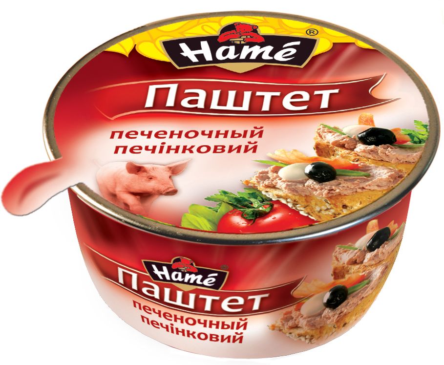 Hame Паштет печеночный, 100 г0120710 Hame Паштет печеночный, 100 г0120710Hame Паштет печеночный 100 г. Страна производитель: Чешская Республика. Продукт готов к употреблению. Пищевая ценность в 100 г. продукта:Белок, г - 7,4;Жир, г - 25,7;Углеводы, г - 2.Калорийность - 270 ккал / 1133 кДжМассовая доля жира не более 40%.Хранить при температуре от 0 С до 28 С и относительной влажности воздухане более 75%.После вскрытия хранить в холодильнике при температуре не выше +5 С не более 48 часов.