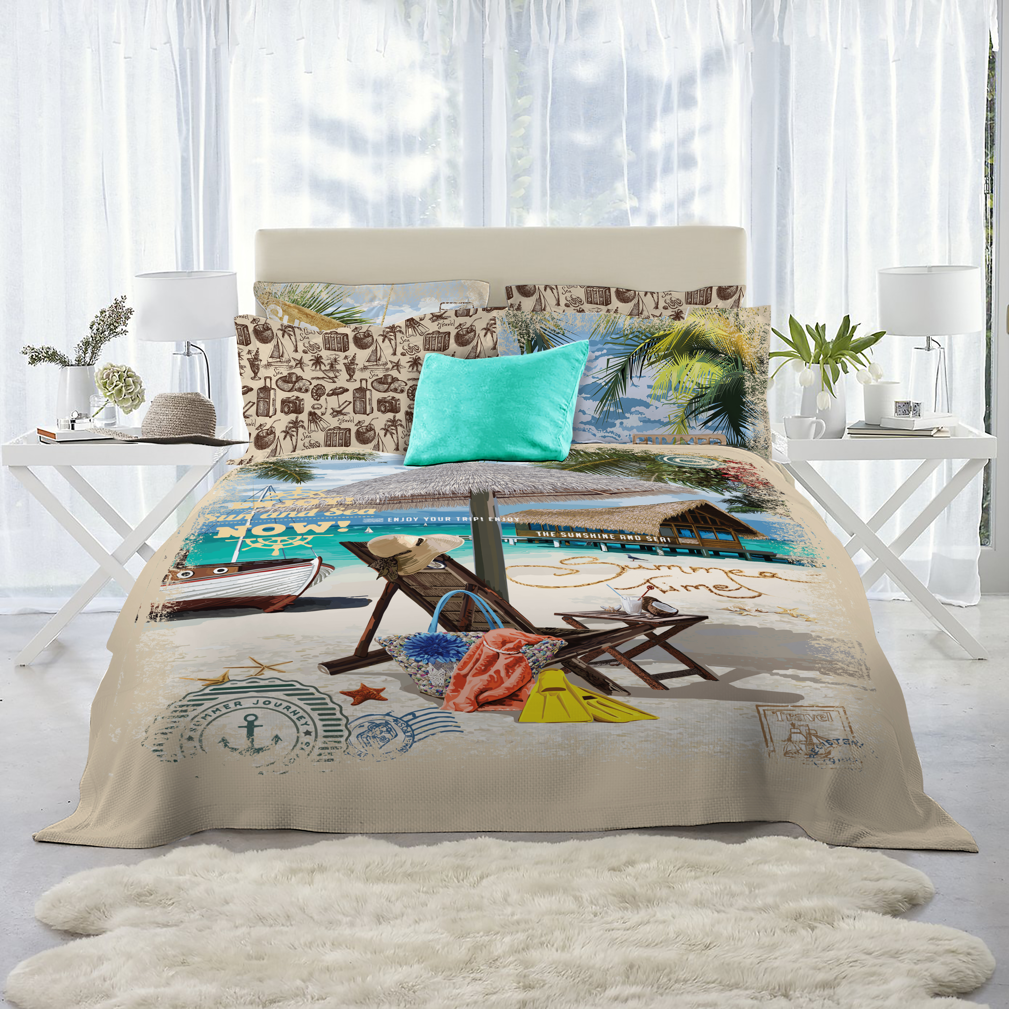 Комплект белья Mona Liza Lounger, семейный, наволочки 50х70, 70х70S03301004 Комплект белья Mona Liza Lounger, семейный, наволочки 50х70, 70х70S03301004Лето—самая долгожданная пора! Мы ожидаем с ней встречи и уже чуть ли не с зимы, начинаем паковать чемоданы. Выбираем страны, континенты, прокладываем маршруты. И подчас торопим время, в надежде приблизить момент долгожданных дней.А возвращаться в воспоминания и погружаться в приятные мысли теперь станет возможно с новой коллекцией домашнего текстиля Mona Liza by Serg Look—Summer Holiday.