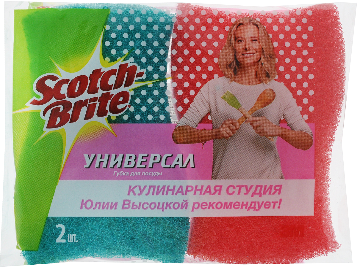 Губка для посуды Scotch-Brite, универсальная, 2 шт787502 Губка для посуды Scotch-Brite, универсальная, 2 шт787502Универсальная губка для мытья посуды Scotch-Brite предназначена для эффективной и бережной чистки сильных загрязнений с посуды (противни, решетки-гриль, кастрюли). Губка выполнена из пенополиуретана и снабжена абразивным слоем.