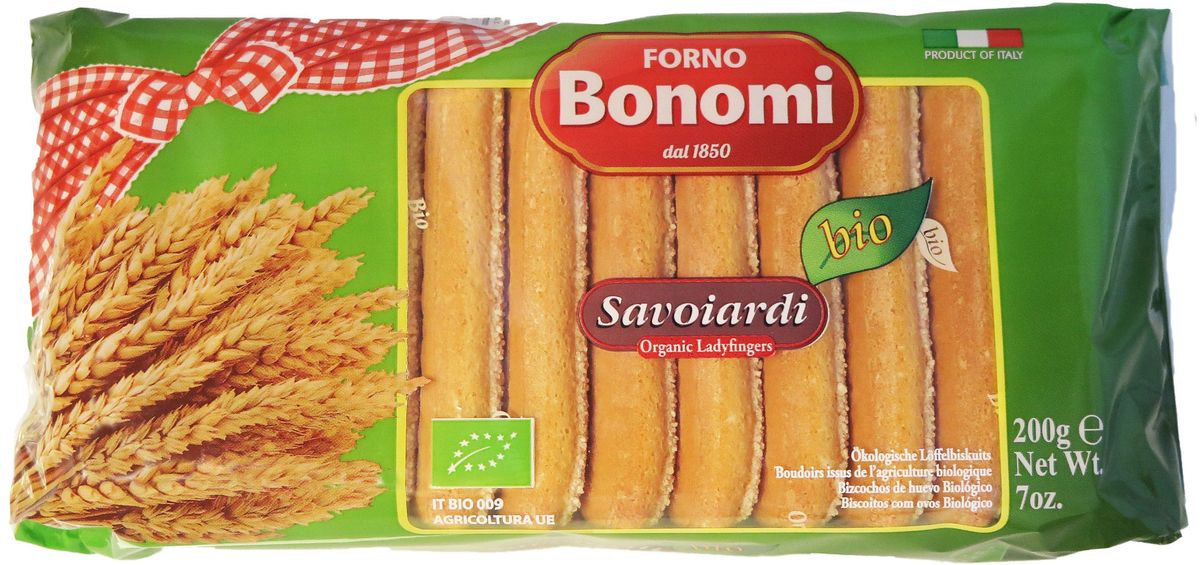 Forno Bonomi Савоярди Био печенье, 200 г0120710 Forno Bonomi Савоярди Био печенье, 200 г0120710Савоярди Био Bonomi приготовлено по семейному рецепту из экологически чистых ингредиентов. Идеально для приготовления Тирамису. История компании Форно Бономи восходит к 1850 году, когда Форно Бономи открыл семейную пекарню в маленькой живописной деревне Веро Веронезе, расположенной высоко в горах неподалеку от Вероны, города Ромео и Джульетты.Со временем популярность кондитерских изделий росла и благодаря усилиям трех братьев, Дарио, Ренато и Фаусто и семейная компания Форно Бономи расширялась Залог успеха компании Forno Bonomi - великолепное качество кондитерских изделий, которые традиционно производятся по семейной рецептуре с использованием натуральных ингредиентов. В компании работает более 150 сотрудников, создавая и совершенствуя различные продукты и технологии, направленные на улучшение качества. Кондитерские изделия ТМ Forno Bonomi представлены более чем в 90 странах мира.Компания неизменно находится в том же живописном месте: в высокогорье Ровере, сохраняя неизменным подход к качеству и деталям, позволившим стать компании Forno Bonomi крупнейшим мировым производителем всеми любимого печенья савоярди.Печенье Савоярди Forno Bonomi рекомендовано Федерацией итальянских шеф-поваров (FIC) для приготовления традиционного итальянского десерта Тирамису