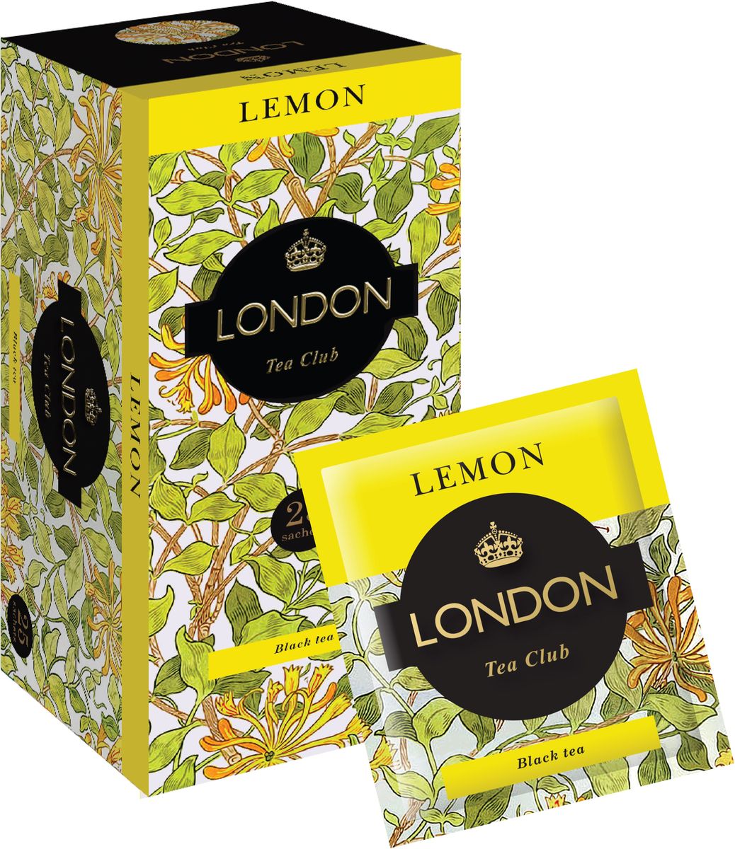 London Tea Club Лимон чай черный в пакетиках, 25 шт101246 London Tea Club Лимон чай черный в пакетиках, 25 шт101246Черный чай с добавлением лимона, традиционно любимый многими поклонниками чая за его крепкий насыщенный вкус и освежающий цитрусовый аромат.
