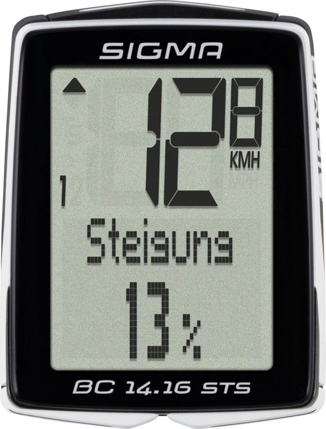 Велокомпьютер Sigma Topline BC 14.16 STS CAD, 14 функцийSIG_01418 Велокомпьютер Sigma Topline BC 14.16 STS CAD, 14 функцийSIG_01418Особенности:2 размера колёс;автоматический старт / стоп;автоматическое распознавание велосипедов;автоматическое сопряжение;резервная функция микросхемы памяти (общая и установка значений);передача данных с помощью док-станции topline 2016 года;цифровое радио;режим экономии энергии;подсветка;связь с смартфон (android) через NFC;7 языков;статистика тренировок на 12 месяцев. Функции:текущая скорость;средняя скорость;время вождения;максимальная скорость;время (12/24);общее время в пути;общий прирост высоты;общее расстояние для двух колёс;текущая температура. Функции высотомера:текущий уровень;текущий наклон / склонение;высота профиля. Функции каденса:текущая частота вращения педалей;средняя частота вращения педалей. В комплект входит:ATS держатель / STS 2032;STS датчик комплект;мощный магнит;датчик скорости STS;2 уплотнительные кольца (O 35 мм, 45 мм).