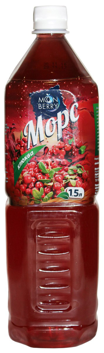 Мооnberry морс клюквенный, 1,5 л00000041215 Мооnberry морс клюквенный, 1,5 л00000041215Напиток безалкогольный негазированный пастеризованный сокосодержащий.