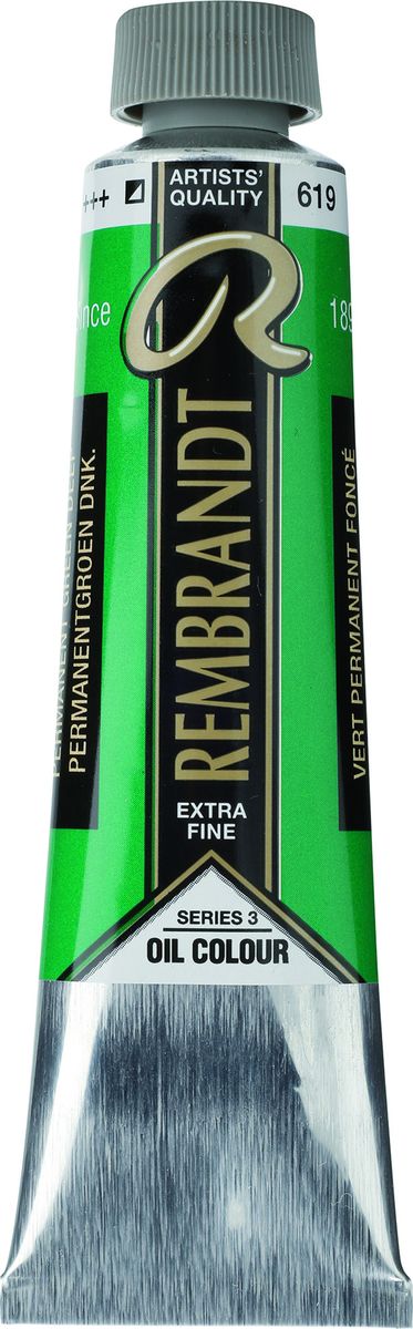 Royal Talens Краска масляная Rembrandt цвет 619 Зеленый насыщенный устойчивый 40 мл01056192 Royal Talens Краска масляная Rembrandt цвет 619 Зеленый насыщенный устойчивый 40 мл01056192Масляные краски Rembrandt – это профессиональные краски исключительно высокого качества и традиций производства с 1899 г. Благодаря высокой концентрации натурального пигмента достигается чистота, насыщенность и глубина цвета. Широкая цветовая палитра и отличный баланс укрывистых и прозрачных оттенков позволят воплотить любые замыслы художника. Работы, написанные масляными красками Rembrandt, на долгие годы сохранят свое великолепие, а цвета не потускнеют и не потеряют интенсивности.Уровень Artist. Основные характеристики:Оптимальная интенсивность цвета с высокой концентрацией пигмента (не содержит наполнителей)Максимальная светостойкость (гарантия сохранения цвета у большинства оттенков – 100 лет)Единая степень вязкостиПалитра из 120 цветов
