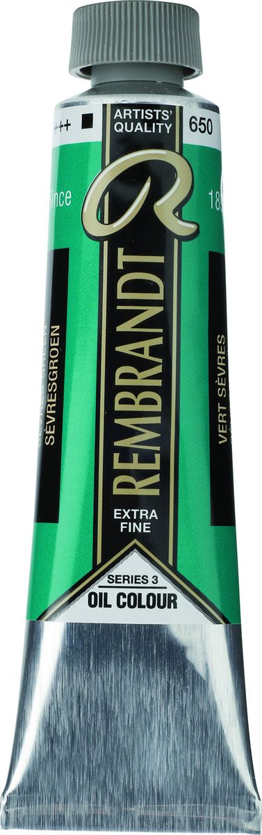 Royal Talens Краска масляная Rembrandt цвет 650 Зеленый севрский 40 мл01002 Royal Talens Краска масляная Rembrandt цвет 650 Зеленый севрский 40 мл01002Масляные краски Rembrandt – это профессиональные краски исключительно высокого качества и традиций производства с 1899 г. Благодаря высокой концентрации натурального пигмента достигается чистота, насыщенность и глубина цвета. Широкая цветовая палитра и отличный баланс укрывистых и прозрачных оттенков позволят воплотить любые замыслы художника. Работы, написанные масляными красками Rembrandt, на долгие годы сохранят свое великолепие, а цвета не потускнеют и не потеряют интенсивности.Уровень Artist. Основные характеристики:Оптимальная интенсивность цвета с высокой концентрацией пигмента (не содержит наполнителей)Максимальная светостойкость (гарантия сохранения цвета у большинства оттенков – 100 лет)Единая степень вязкостиПалитра из 120 цветов