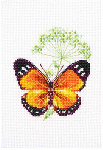 Купить Набор для вышивания крестом РТО "Цветок тмина и бабочка", 8,5 x 9,5 см в интернет-магазине OZON.ru