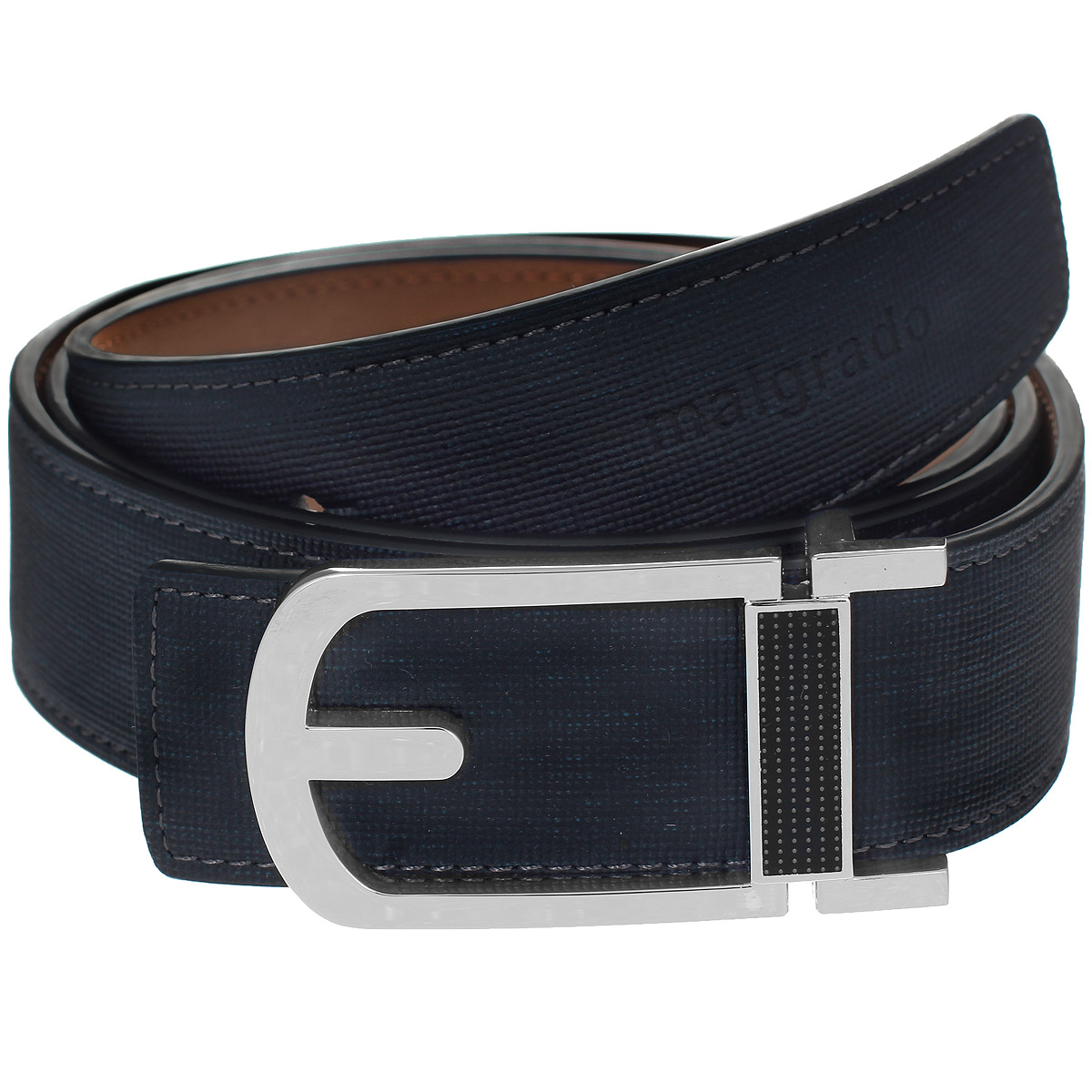 Ремень мужской Malgrado, цвет: темно-серый. JTZ2145. Размер 125JTZ2145 Dark blue Ремень мужской Malgrado, цвет: темно-серый. JTZ2145. Размер 125JTZ2145 Dark blueСтильный мужской ремень станет удачным дополнением для тех, кто ценит качество и креатив. Ремень выполнен из натуральной кожи с декоративным тиснением. Изделие застегивается на металлическую пряжку с зеркальной полировкой. Ремень - очень важная часть гардероба и к его выбору стоит относиться очень серьезно. Такой ремень дополнит ваш образ, стиль и статус.