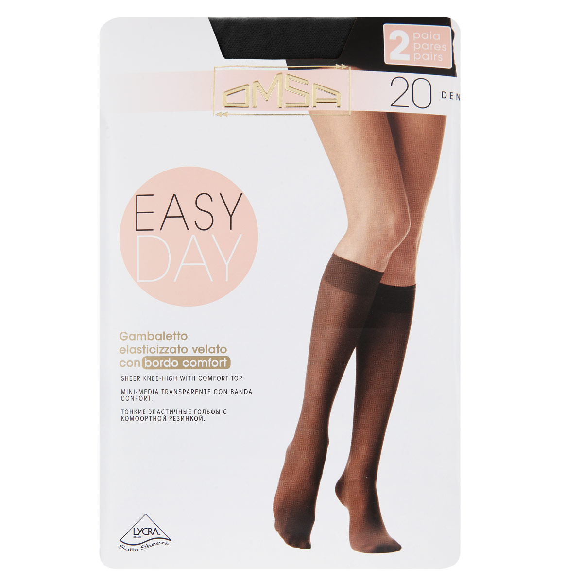 Гольфы женские Omsa Easy Day 20. Nero (черный), 2 пары. Размер 1/2-S/M4061 Easy Day 20 Гольфы женские Omsa Easy Day 20. Nero (черный), 2 пары. Размер 1/2-S/M4061 Easy Day 20Тонкие эластичные женские гольфы Omsa Easy Day с удобной резинкой и невидимым носком. В комплект входят 2 пары.Плотность: 20 den.