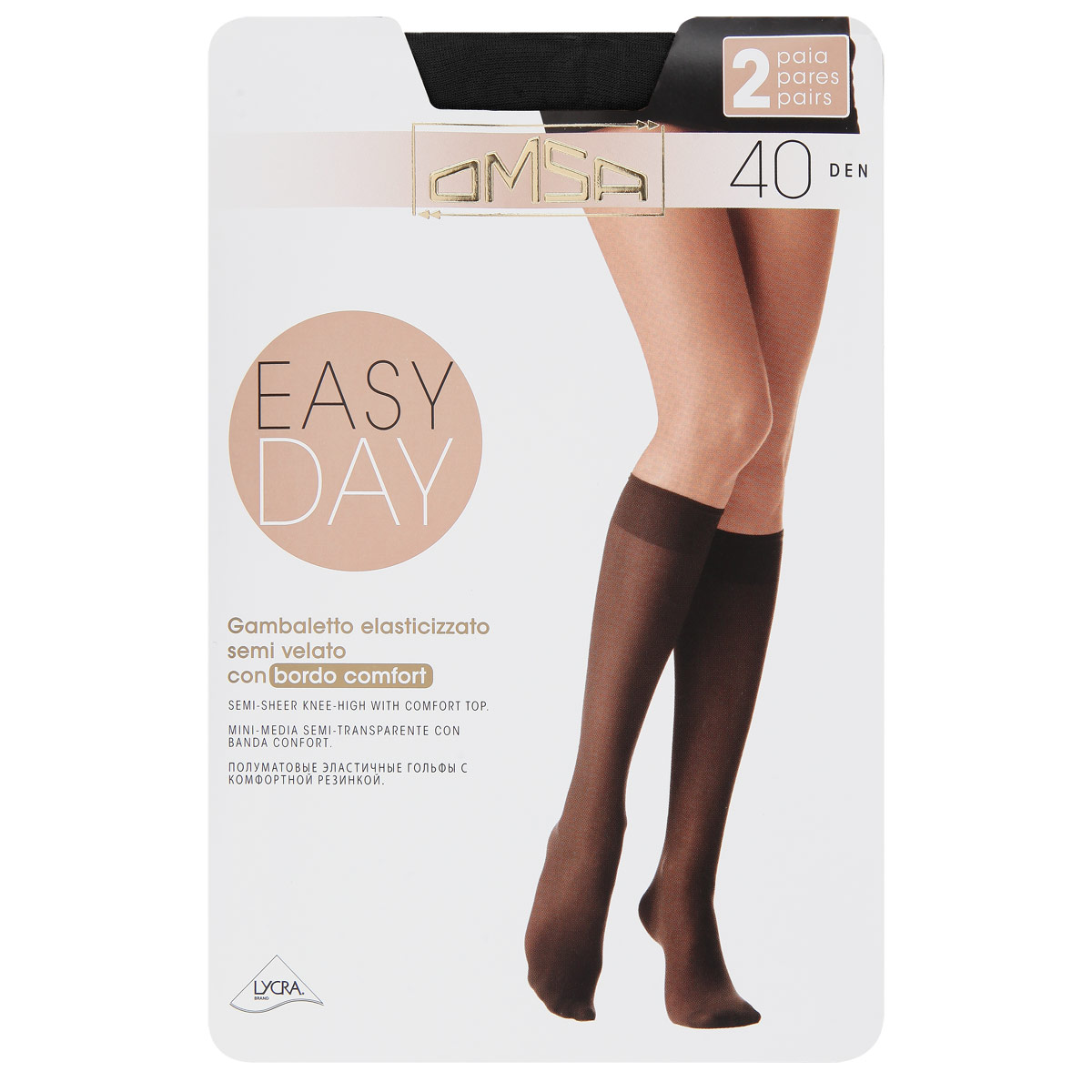 Гольфы женские Omsa Easy Day 40. Nero (черный), 2 пары. Размер 1/2-S/M4062 Easy Day 40 Гольфы женские Omsa Easy Day 40. Nero (черный), 2 пары. Размер 1/2-S/M4062 Easy Day 40Полуматовые эластичные женские гольфы Omsa Easy Day с удобной резинкой и невидимым носком. В комплект входят 2 пары.Плотность: 40 den.
