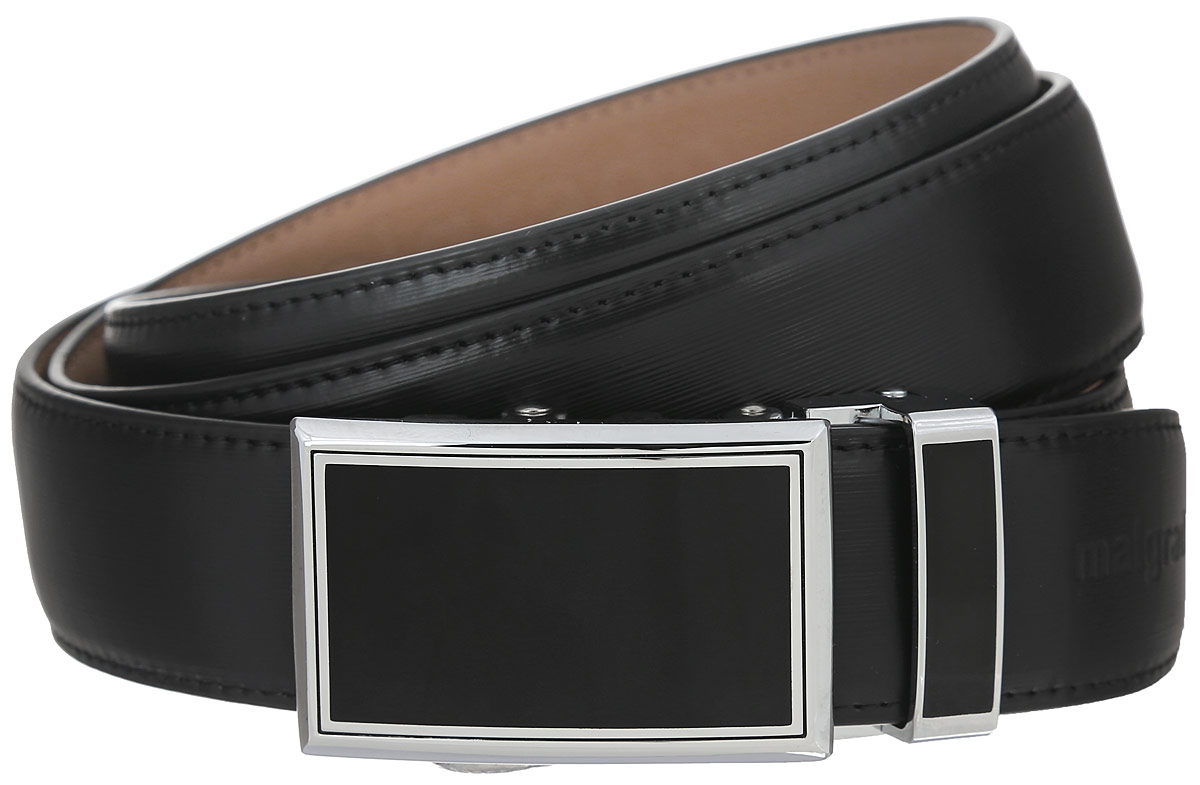 Ремень мужской Malgrado, цвет: черный. LGS217-02 Black. Размер 110LGS217-02 Black Ремень мужской Malgrado, цвет: черный. LGS217-02 Black. Размер 110LGS217-02 BlackЭффектный и элегантный мужской ремень Malgrado станет великолепным дополнением к любому образу. Ремень изготовлен из натуральной кожи, отличной выделки с тонким рельефным тиснением. Пряжка металлическая темная, зеркальная. Вы легко сможете уменьшить ремень до нужной длины, благодаря съемной пряжке и размерной линейке, расположенной на обратной стороне изделия.Фирменная цветная картонная коробка, тканевый пакет с логотипом, шильдик с галограммой и пробником кожи подчеркивают респектабельность изделия.