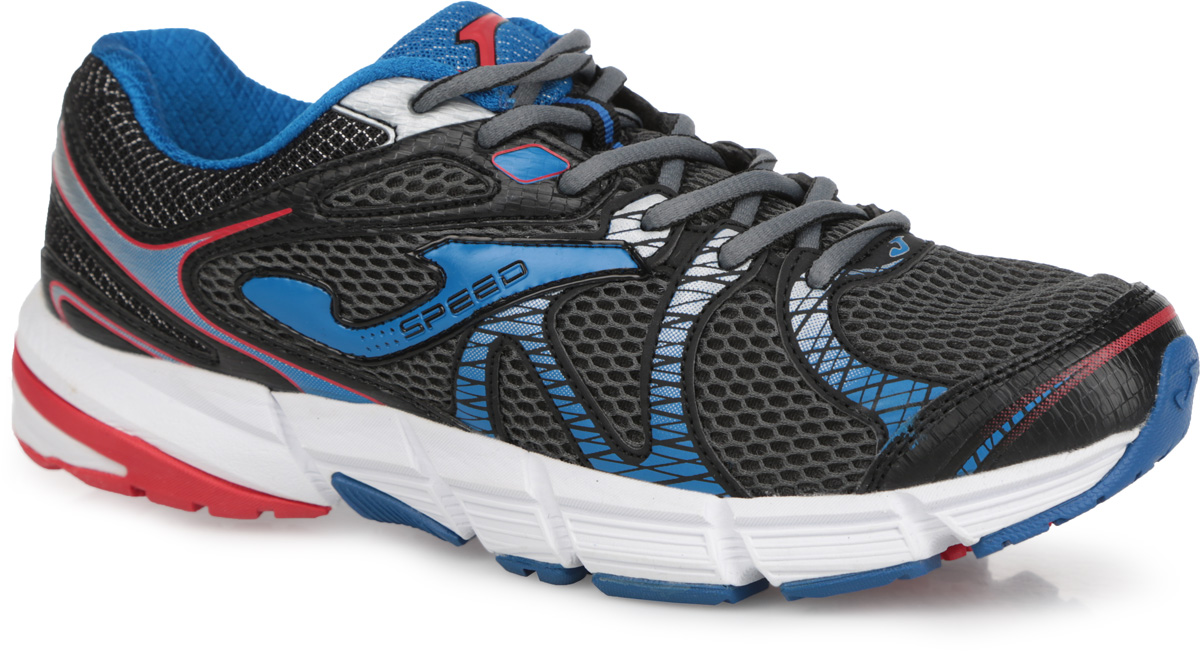 Кроссовки мужские для бега Joma Speed, цвет: черный, синий. R.SPEEDS-514. Размер 11,5 (45)R.SPEEDS-514 Кроссовки мужские для бега Joma Speed, цвет: черный, синий. R.SPEEDS-514. Размер 11,5 (45)R.SPEEDS-514Мужские кроссовки Speed от Joma идеально подходят для умеренных тренировок и спортивной ходьбы. Верх выполнен из сетчатого текстиля и дополнен вставками из синтетической кожи. На языке, на заднике и по бокам изделие оформлено фирменным логотипом. Стелька из EVA с текстильной поверхностью обеспечивает комфорт. Шнуровка надежно фиксирует модель на ноге. Носочная и пяточная части оснащены вставками, которые защищают ногу. Внутренняя конструкция модели выполнена по технологии перчатки, которая оборачивает вашу стопу и помогает работе связок и сухожилий. Гибкая подошва с системой стабилизации Pulsor Dio обеспечивая отличную амортизацию. Рельефный рисунок подошвы предотвращает скольжение. В таких кроссовках вашим ногам будет комфортно и уютно.