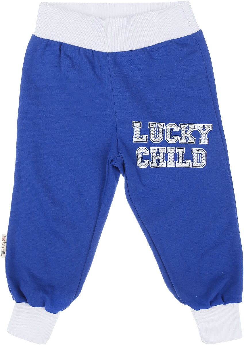 Брюки спортивные детские Lucky Child, цвет: синий, белый. 8-7. Размер 98/104, 4 года8-7 Брюки спортивные детские Lucky Child, цвет: синий, белый. 8-7. Размер 98/104, 4 года8-7Детские спортивные брюки Lucky Child на широком поясе послужат идеальным дополнением к гардеробу вашего ребенка. Брюки, изготовленные из натурального хлопка, очень мягкие и приятные на ощупь, не сковывают движения и позволяют коже дышать, не раздражают нежную и чувствительную кожу ребенка, обеспечивая наибольший комфорт. Лицевая сторона изделия гладкая, изнаночная - с теплым мягким начесом.Утепленные брюки благодаря мягкому эластичному поясу не сдавливают животик ребенка и не сползают, обеспечивая ему наибольший комфорт. Снизу брючины дополнены широкими трикотажными манжетами, не пережимающими ножки. Модель оформлена принтовой надписью. В таких брючках ваш ребенок будет чувствовать себя уютно и комфортно, и всегда будет в центре внимания!