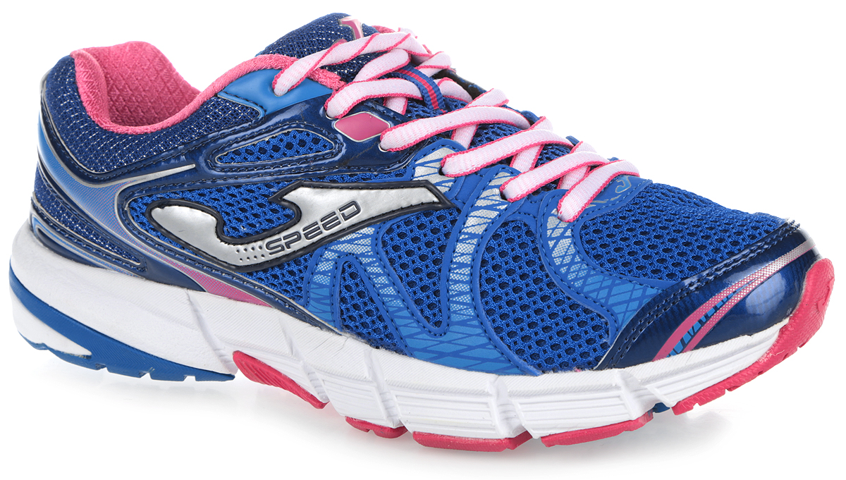 Кроссовки женские для бега Joma Speed, цвет: синий, розовый. R.SPEDLS-503. Размер 6 (38)R.SPEDLS-503 Кроссовки женские для бега Joma Speed, цвет: синий, розовый. R.SPEDLS-503. Размер 6 (38)R.SPEDLS-503Женские кроссовки Speed от Joma идеально подходят для умеренных тренировок и спортивной ходьбы. Верх модели выполнен из сетчатого текстиля и дополнен вставками из синтетической кожи. На язычке, на заднике и по бокам изделие оформлено фирменным логотипом. Шнуровка надежно фиксирует обувь на ноге. Внутренняя конструкция модели выполнена по технологии перчатки, которая оборачивает вашу стопу и помогает работе связок и сухожилий. Стелька EVA с текстильной поверхностью гарантирует максимальный комфорт при движении. Подошва с системой стабилизации Pulsor Dio обеспечивает отличную амортизацию. Рельефный рисунок подошвы предотвращает скольжение. В таких кроссовках вашим ногам будет комфортно и уютно. Они подчеркнут ваш стиль и индивидуальность!