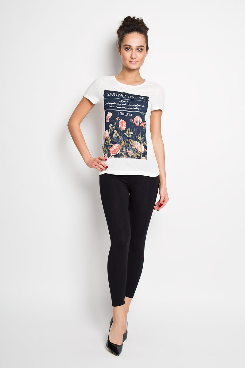 Футболка женская Sela, цвет: молочный. Ts-111/680-6152. Размер L (48)Ts-111/680-6152 Футболка женская Sela, цвет: молочный. Ts-111/680-6152. Размер L (48)Ts-111/680-6152Стильная женская футболка Sela, выполненная из натурального хлопка, прекрасно подойдет для повседневной носки. Материал очень мягкий и приятный на ощупь, не сковывает движения и позволяет коже дышать. Футболка с короткими рукавами имеет круглый вырез горловины. Изделие оформлено цветочным принтом и надписями.Такая модель будет дарить вам комфорт в течение всего дня и станет модным дополнением к вашему гардеробу.