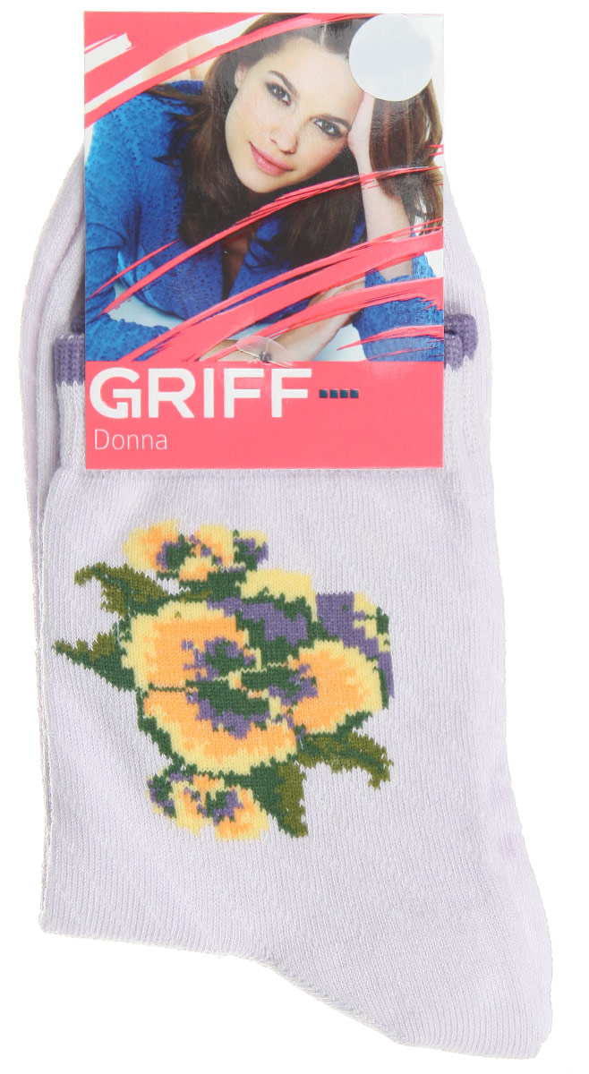 Носки женские Griff Цветок, цвет: светло-лиловый. D252. Размер 39/41D252 Носки женские Griff Цветок, цвет: светло-лиловый. D252. Размер 39/41D252Женские носки Griff Цветок изготовлены из высококачественного сырья. Носки очень мягкие на ощупь, а широкая резинка плотно облегает ногу, не сдавливая ее, благодаря чему вам будет комфортно и удобно. Усиленная пятка и мысок обеспечивают надежность и долговечность.Носки на паголенке оформлены рисунком в виде розы.