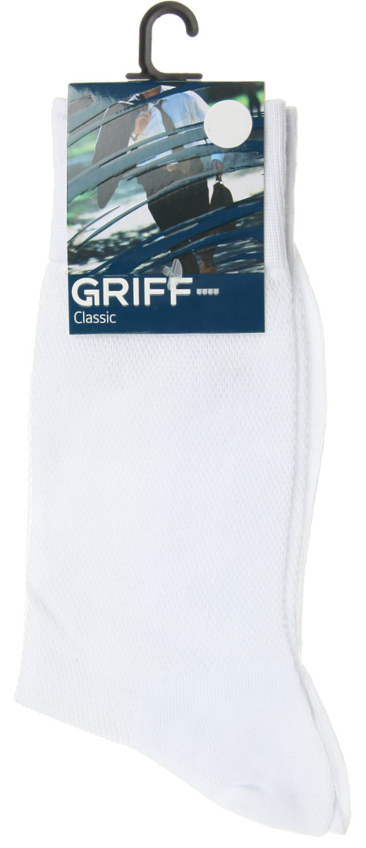 Носки мужские Griff Classic, цвет: белый. B35. Размер 42/44B35 Носки мужские Griff Classic, цвет: белый. B35. Размер 42/44B35Мужские носки Griff Classic, вывязанные техникой платировки, изготовлены из высококачественного сырья с добавлением полиамидных волокон, которые обеспечивают великолепную посадку. Носки отличаются элегантным внешним видом. Удобная широкая резинка идеально облегает ногу и не пережимает сосуды, усиленные пятка и мысок повышают износоустойчивость носка, а удлиненный паголенок придает более эстетичный вид.