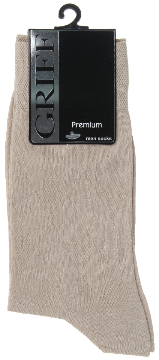 Носки мужские Griff Premium, цвет: бежевый. E5. Размер 42/44E5 Носки мужские Griff Premium, цвет: бежевый. E5. Размер 42/44E5Мужские носки Griff Premium изготовлены из мерсеризованого хлопка с добавлением полиамидных волокон, которые обеспечивают великолепную посадку. Носки с орнаментом отличаются элегантным внешним видом. Удобная широкая резинка идеально облегает ногу и не пережимает сосуды, усиленные пятка и мысок повышают износоустойчивость носка, а удлиненный паголенок придает более эстетичный вид.