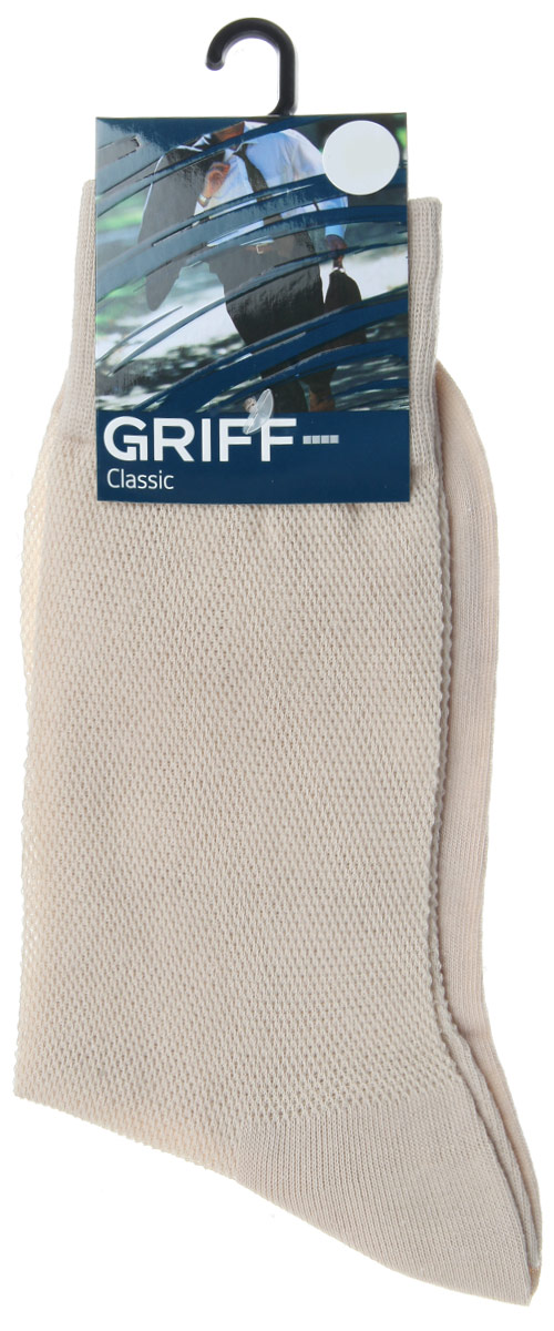 Носки мужские Griff Classic, цвет: бежевый. B35. Размер 42/44B35 Носки мужские Griff Classic, цвет: бежевый. B35. Размер 42/44B35Мужские носки Griff Classic, вывязанные техникой платировки, изготовлены из высококачественного сырья с добавлением полиамидных волокон, которые обеспечивают великолепную посадку. Носки отличаются элегантным внешним видом. Удобная широкая резинка идеально облегает ногу и не пережимает сосуды, усиленные пятка и мысок повышают износоустойчивость носка, а удлиненный паголенок придает более эстетичный вид.