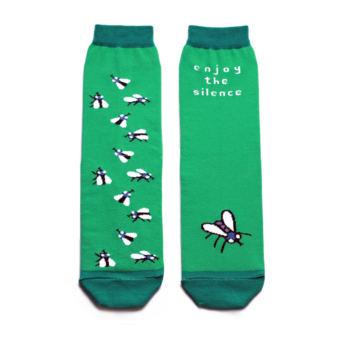 Носки мужские Big Bang Socks, махровые, цвет: зеленый. ca1433. Размер 40/44ca1433_махровые Носки мужские Big Bang Socks, махровые, цвет: зеленый. ca1433. Размер 40/44ca1433_махровыеТеплые мужские махровые носки Big Bang Socks изготовлены из высококачественного хлопка с добавлением полиамидных и эластановых волокон, которые обеспечивают великолепную посадку. Носки отличаются ярким стильным дизайном, они оформлены изображением мух и надписью: Enjoy the silence. Удобная широкая резинка идеально облегает ногу и не пережимает сосуды, усиленные пятка и мысок повышают износоустойчивость носка, а удлиненный паголенок придает более эстетичный вид. Дизайнерские носки Big Bang Socks - яркая деталь в вашем образе и оригинальный подарок для друзей и близких.