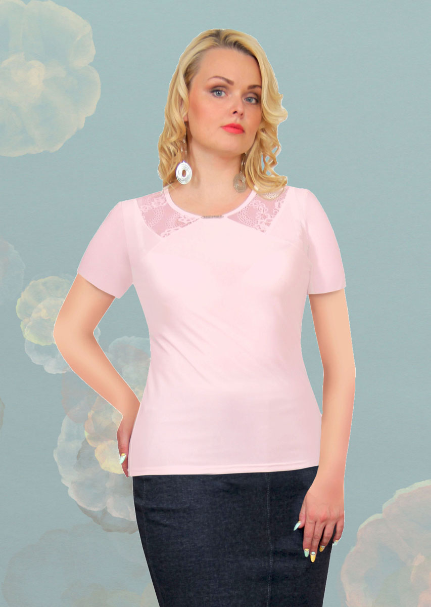 Блузка женская Milana Style, цвет: розовый. 887м. Размер 54887м Блузка женская Milana Style, цвет: розовый. 887м. Размер 54887мСтильная женская блузка Milana Style, выполненная из качественного материала, подчеркнет ваш уникальный стиль и поможет создать женственный образ. Модель с короткими рукавами и круглым вырезом горловины оформлена вставками из гипюра. Вырез горловины украшен оригинальным декоративным элементом. Такая блузка будет дарить вам комфорт в течение всего дня и послужит замечательным дополнением к вашему гардеробу.