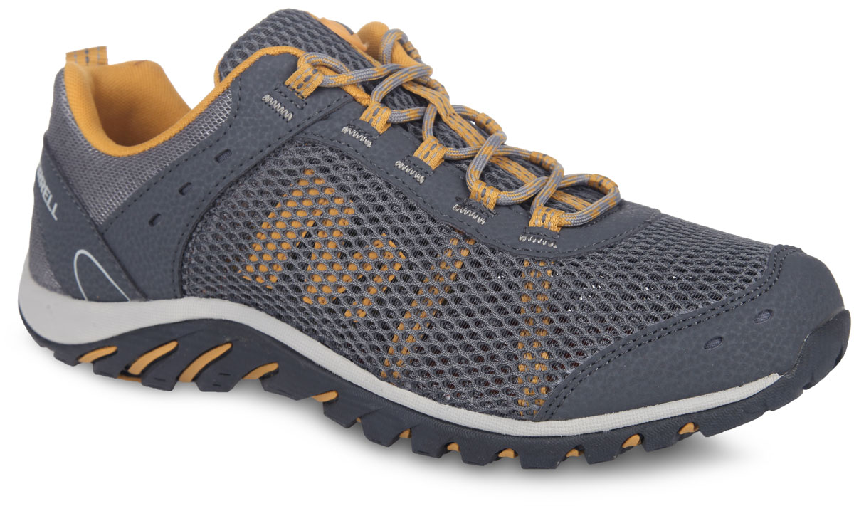 Кроссовки мужские Merrell Tarim, цвет: серый, оранжевый. 300971C. Размер 9 (42)300971C Кроссовки мужские Merrell Tarim, цвет: серый, оранжевый. 300971C. Размер 9 (42)300971CМужские кроссовки Tarim от Merrell выполнены из сетки с элементами из синтетической кожи. Подкладка из воздухопроницаемой сетки с антибактериальной пропиткой Aegis Antimicrobial предотвращает специфический запах и обеспечивает оптимальный микроклимат внутри ботинка. Съемная стелька из материала ЭВА. Промежуточная подошва из ЭВА с использованием технологии Air Cushion стабилизирует стопу и поглощает удары при ходьбе. Нейлоновый супинатор защищает и поддерживает свод стопы. Подошва Merrell гарантирует устойчивость на любой поверхности. Merrell - выбор тех, кто ценит качество и комфорт!