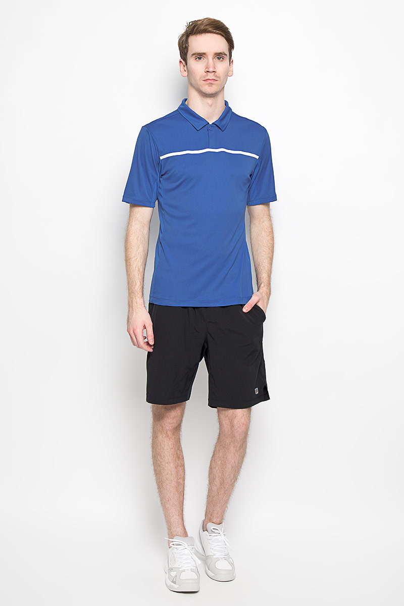 Поло для тенниса мужское Wilson Rush Color Inset Polo, цвет: синий, белый. WRA725302. Размер XXL (52/54)WRA725302 Поло для тенниса мужское Wilson Rush Color Inset Polo, цвет: синий, белый. WRA725302. Размер XXL (52/54)WRA725302Стильная мужская футболка для тенниса Wilson Rush Color Inset Polo, выполненная из полиэстера, обладает высокой теплопроводностью, воздухопроницаемостью и гигроскопичностью и великолепно отводит влагу, оставляя тело сухим даже во время интенсивных тренировок. Такая футболка превосходно подойдет для занятий спортом и активного отдыха. Модель с короткими рукавами и отложным воротником - идеальный вариант для занятий спортом. Такая футболка обеспечит свободу движений. Дополнительная вентиляция предусмотрена для лучшего воздухообмена. Эргономичные швы минимизируют натирание кожи, исключая дискомфорт. Бока модели и рукава дополнены перфорацией, сохраняя нормальную циркуляцию воздуха. Сверху футболка застегивается на две пластиковые пуговицы. Такая футболка подарит вам комфорт в течение всей игры и послужит замечательным дополнением к вашему гардеробу.