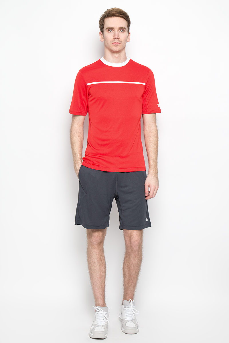 Футболка для тенниса мужская Wilson Rush Color Inset Crew, цвет: красный, белый. WRA725102. Размер L (48/50)WRA725102 Футболка для тенниса мужская Wilson Rush Color Inset Crew, цвет: красный, белый. WRA725102. Размер L (48/50)WRA725102Стильная мужская футболка для тенниса Wilson Rush Color Inset Crew, выполненная из полиэстера, обладает высокой теплопроводностью, воздухопроницаемостью и гигроскопичностью и великолепно отводит влагу, оставляя тело сухим даже во время интенсивных тренировок. Такая футболка превосходно подойдет для занятий спортом и активного отдыха. Модель с короткими рукавами и круглым вырезом горловины - идеальный вариант для занятий спортом. Такая футболка обеспечит свободу движений. Дополнительная вентиляция предусмотрена для лучшего воздухообмена. Эргономичные швы минимизируют натирание кожи, исключая дискомфорт. Бока модели и рукава дополнены перфорацией, сохраняя нормальную циркуляцию воздуха. Такая футболка подарит вам комфорт в течение всей игры и послужит замечательным дополнением к вашему гардеробу.