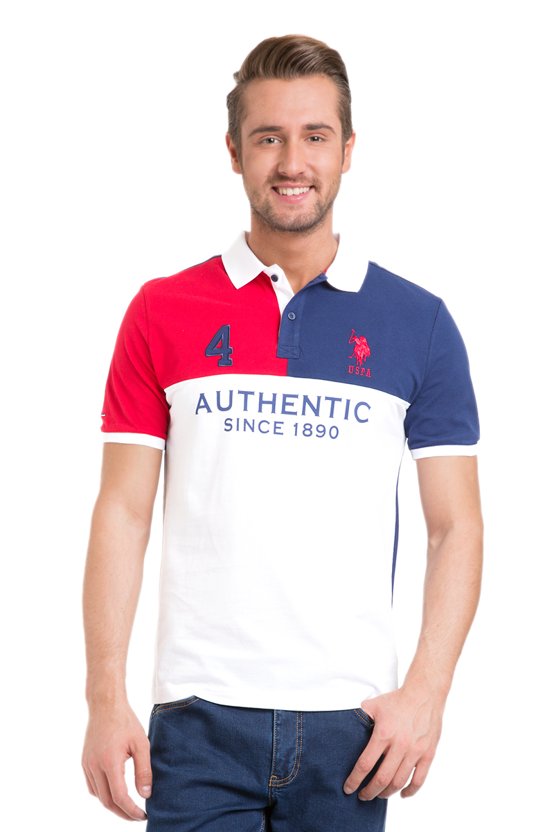 Поло мужское U.S. Polo Assn., цвет: белый, темно-синий, красный. G081GL0110DATU_BY0001. Размер XS (42/44)G081GL0110DATU_BY0001 Поло мужское U.S. Polo Assn., цвет: белый, темно-синий, красный. G081GL0110DATU_BY0001. Размер XS (42/44)G081GL0110DATU_BY0001Мужское поло U.S. Polo Assn. изготовлено из натурального хлопка. Модель с отложным воротником и короткими рукавами застегивается сверху на две пуговицы. Воротник и края рукавов выполнены из трикотажной резинки. Поло украшено надписями и вышитым логотипом бренда.