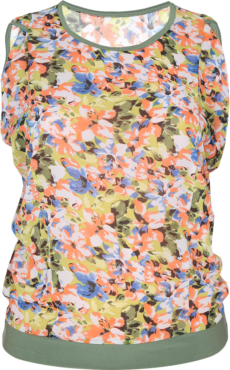 Блузка женская Milana Style, цвет: болотный, желтый, синий, оранжевый. 725м. Размер XL (50)725м Блузка женская Milana Style, цвет: болотный, желтый, синий, оранжевый. 725м. Размер XL (50)725мСтильная женская блузка Milana Style, выполненная из качественного материала, подчеркнет ваш уникальный стиль и поможет создать женственный образ. Модель с короткими рукавами оригинального кроя и круглым вырезом горловины оформлена ярким цветочным принтом. Такая блузка будет дарить вам комфорт в течение всего дня и послужит замечательным дополнением к вашему гардеробу.