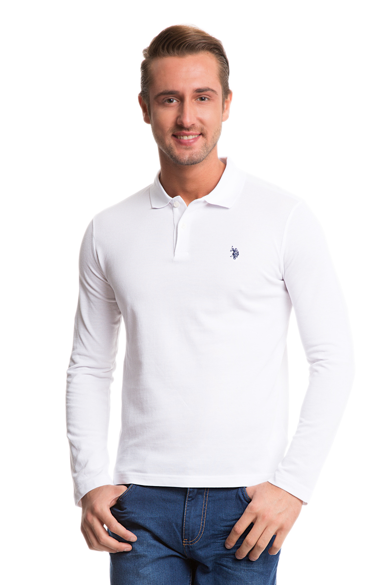 Поло с длинным рукавом мужское U.S. Polo Assn., цвет: белый. G081SZ0820TP01-KIT_600. Размер XS (42/44)G081SZ0820TP01-KIT_600 Поло с длинным рукавом мужское U.S. Polo Assn., цвет: белый. G081SZ0820TP01-KIT_600. Размер XS (42/44)G081SZ0820TP01-KIT_600Стильное мужское поло U.S. Polo Assn. выполнено из натурального хлопка. Модель с отложным воротником и длинными рукавами застегивается сверху на две пуговицы. Воротник изготовлен из трикотажной резинки. Поло украшено вышитым логотипом бренда.