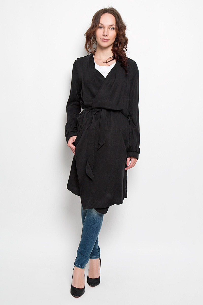 Кардиган женский Tom Tailor Denim, цвет: черный. 3820853.00.71_2999. Размер XS (42)3820853.00.71_2999 Кардиган женский Tom Tailor Denim, цвет: черный. 3820853.00.71_2999. Размер XS (42)3820853.00.71_2999Великолепный женский кардиган Tom Tailor Denim, выполненный из высококачественного материала, подчеркнет ваш уникальный стиль и поможет создать оригинальный женственный образ.Модель с воротником-шалью дополнена двумя прорезными карманами. Рукава дополнены декоративными ремешками с пряжками из пластика, фиксирующимися на шлевки. Спинка модели оформлена декоративным клапаном. На плечиках имеются хлястики на пуговицах. Кардиган дополнен поясом на талии.