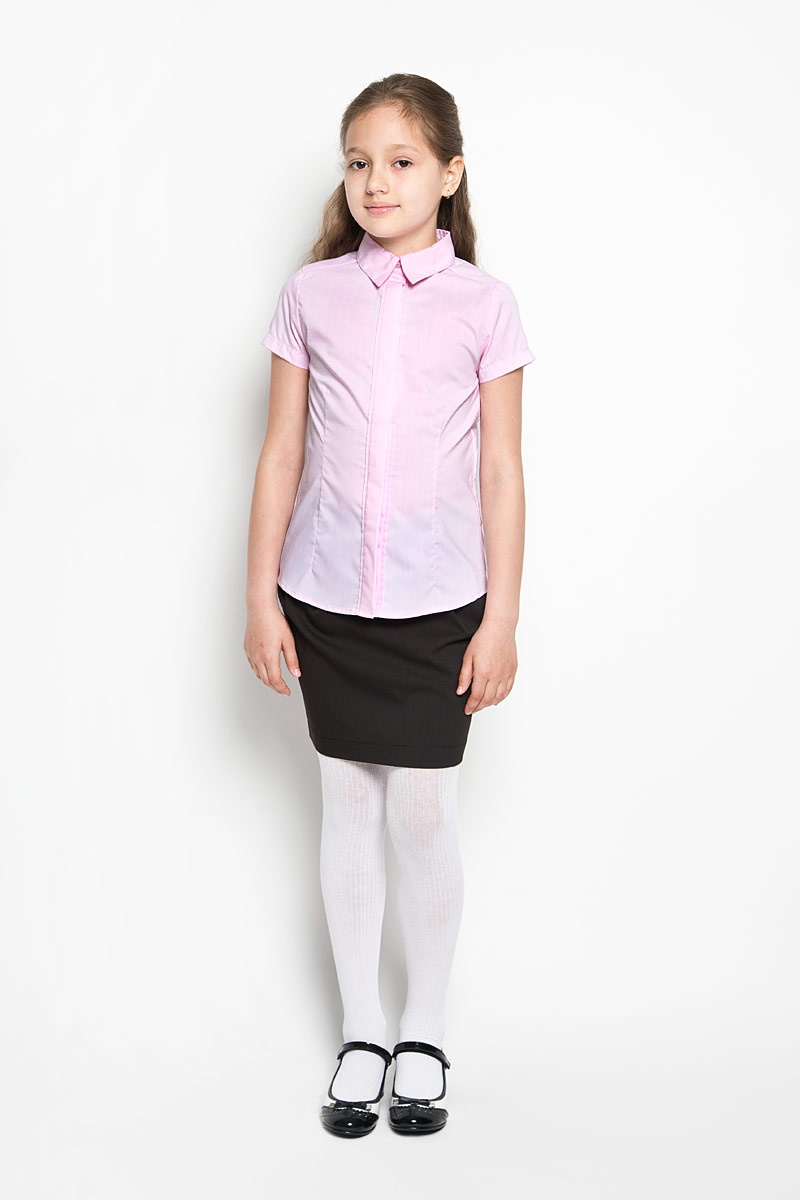 Блузка для девочки Orby School, цвет: розовый. 64165_OLG, вариант 3. Размер 152, 10-11 лет64165_OLG Блузка для девочки Orby School, цвет: розовый. 64165_OLG, вариант 3. Размер 152, 10-11 лет64165_OLGЭлегантная блузка для девочки Orby School идеально подойдет для школы. Изготовленная из полиэстера с добавлением хлопка, она необычайно мягкая, легкая и приятная на ощупь, не сковывает движения и позволяет коже дышать, не раздражает даже самую нежную и чувствительную кожу ребенка, обеспечивая наибольший комфорт.Блузка приталенного силуэта с отложным воротником и короткими рукавами застегивается на пуговицы скрытые под планкой. Такая блузка - незаменимая вещь для школьной формы, отлично сочетается с юбками, брюками и сарафанами. Эта модель всегда выглядит великолепно!