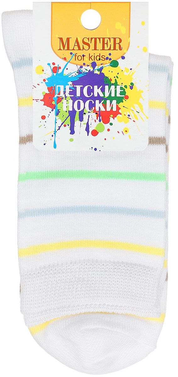 Носки детские Master Socks, цвет: белый. 52015. Размер 2052015 Носки детские Master Socks, цвет: белый. 52015. Размер 2052015Мягкие детские носки Master Socks изготовлены из эластичного хлопка и полиамида. Ткань очень приятная на ощупь, хорошо тянется, не деформируясь. Эластичная резинка мягко облегает ножку ребенка, обеспечивая удобство и комфорт. Модель оформлена принтом в полоску. Удобные и прочные носочки станут отличным дополнением к детскому гардеробу!Уважаемые клиенты!Размер, доступный для заказа, является длиной стопы.