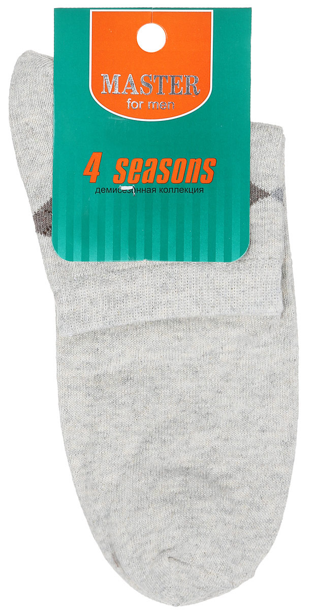 Носки мужские Master Socks, цвет: серо-бежевый. 58034. Размер 2758034 Носки мужские Master Socks, цвет: серо-бежевый. 58034. Размер 2758034Удобные носки Master Socks, изготовленные из высококачественного комбинированного материала, очень мягкие и приятные на ощупь, позволяют коже дышать. Эластичная резинка плотно облегает ногу, не сдавливая ее, обеспечивая комфорт и удобство. Носки с укороченным паголенком оформлены геометрическим принтом на верхней части носка. Удобные и комфортные носки великолепно подойдут к любой вашей обуви.