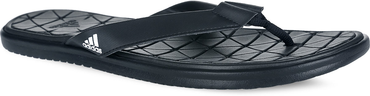 Сланцы мужские adidas Caverock Supercloud, цвет: черный. S31679. Размер 7 (39)S31679 Сланцы мужские adidas Caverock Supercloud, цвет: черный. S31679. Размер 7 (39)S31679Стильные сланцы от adidas Caverock Supercloud - отличный выбор для летнего отдыха. Ремешки модели выполнены из искусственной кожи и оформлены сбоку фирменным принтом, перемычка из текстиля. Быстросохнущая верхняя поверхность подошвы с технологией Supercloud, изготовленная из ЭВА материала, гарантирует прекрасную амортизацию и максимальный комфорт стоп. Рифление на верхней поверхности подошвы предотвращает выскальзывание ноги. Рельефное основание подошвы обеспечивает уверенное сцепление с любой поверхностью. Удобные сланцы прекрасно подойдут для похода в бассейн или на пляж.