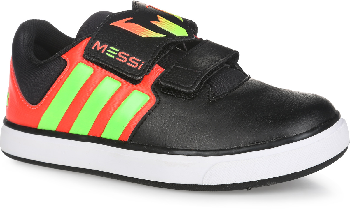 Кроссовки для мальчика adidas Performance Messi CF, цвет: черный. AF4578. Размер 2,5 (35)AF4578 Кроссовки для мальчика adidas Performance Messi CF, цвет: черный. AF4578. Размер 2,5 (35)AF4578Яркие, как манера игры великого футболиста Месси, кроссовки Messi CF от adidas Performance выполнены в стиле кед для скейтбординга. Верх модели выполнен синтетических материалов и текстиля. Задник оформлен фирменным логотипом, ремешок - логотипом Месси. Ремешки с застежками-липучками надежно зафиксируют модель на ноге. Подкладка из текстиля не натирает. Амортизирующая дышащая стелька OrthoLite из материала ЭВА с текстильной поверхностью, благодаря специальному составу, препятствует распространению бактерий, вызывающих запах. Измерительная стелька ADIFIT для точного подбора по размеру.Резиновая подошва с протектором гарантирует идеальное сцепление с любыми поверхностями. В таких кроссовках ногам вашего ребенка будет комфортно и уютно.