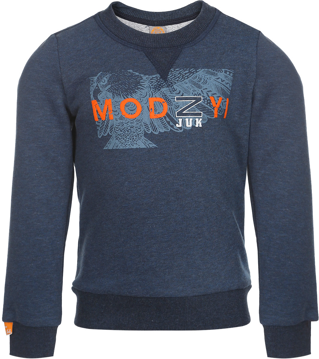 Свитшот для мальчика Modniy Juk Eagle, цвет: серо-синий. 07В00100700. Размер 28 (110)07В00100700 Свитшот для мальчика Modniy Juk Eagle, цвет: серо-синий. 07В00100700. Размер 28 (110)07В00100700Стильный свитшот Modniy Juk идеально подойдет вашему юному моднику. Изготовленный из хлопка с добавлением полиэстера, он очень мягкий, тактильно приятный, не сковывает движения и позволяет коже дышать. Лицевая сторона изделия гладкая, изнаночная с небольшими петельками. Модель с длинными рукавами и круглым вырезом горловины. Вырез горловины и низ изделия дополнены трикотажными резинками. На рукавах предусмотрены широкие эластичные манжеты, не стягивающие запястья. Свитшот украшен оригинальным принтом в стиле Modniy Juk.Свитшот станет замечательным дополнением к детскому гардеробу, он обеспечит ребенку тепло и комфорт!