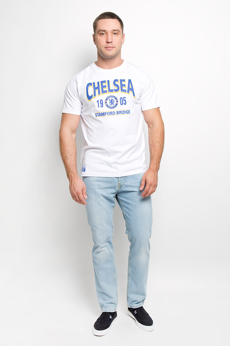 Футболка мужская Chelsea, цвет: белый. 8730. Размер XL (52)8730 Футболка мужская Chelsea, цвет: белый. 8730. Размер XL (52)8730Стильная мужская футболка Chelsea, выполненная из высококачественного мягкого хлопка, обладает высокой теплопроводностью, воздухопроницаемостью и гигроскопичностью, позволяет коже дышать. Модель с короткими рукавами и круглым вырезом горловины оформлена термоаппликацией в виде эмблемы футбольного клуба, а также надписью Chelsea 1905 Stamford Bridge с эффектом потрескавшейся краски. Горловина дополнена трикотажной эластичной резинкой. В такой футболке вы будете чувствовать себя уверенно и комфортно.
