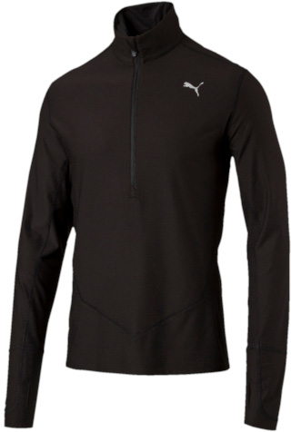 Лонгслив мужской Puma Nightcat 1 2 Zip Top, цвет: черный. 51436801. Размер XL (52)514368_01 Лонгслив мужской Puma Nightcat 1 2 Zip Top, цвет: черный. 51436801. Размер XL (52)514368_01Лонгслив изготовлен с использованием высокофункциональной технологии warmCell, которая благодаря дышащим свойствам материала удерживает тепло и сохраняет оптимальную температуру вашего тела даже в холодную погоду. Спереди нанесен крупный броский набивной рисунок из светоотражающего материала актуальной в сезоне тематики. Также она декорирована спереди и сзади логотипом и другими элементами из светоотражающего материала, благодаря чему вас хорошо видно с любого ракурса в темное время суток. Вставки из сетчатого материала создают дополнительную вентиляцию и помогают избежать перегрева. В кармане на молнии ваши вещи будут в целости и сохранности. Петля для наушников на изнанке позволяет регулировать длину их провода. Длинные манжеты, надежно защищающие от холода кисти рук, снабжены прорезями для большого пальца.