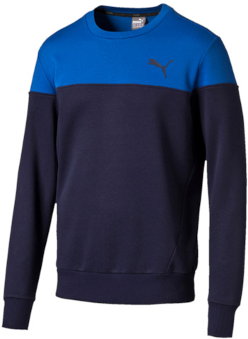 Свитшот мужской Puma Alpha Block Crew Fl, цвет: синий. 83830906. Размер XL (52)838309_06 Свитшот мужской Puma Alpha Block Crew Fl, цвет: синий. 83830906. Размер XL (52)838309_06Свитшот Puma Alpha Block Crew FL выполнен из трикотажа. Модель декорирована объемным прорезиненным логотипом Puma. Среди других отличительных особенностей изделия - отделка сзади по вороту тесьмой с фирменной символикой и применение в фирменном крое переда деталей с необработанными краями. Ворот и манжеты отделаны трикотажем в рубчик.