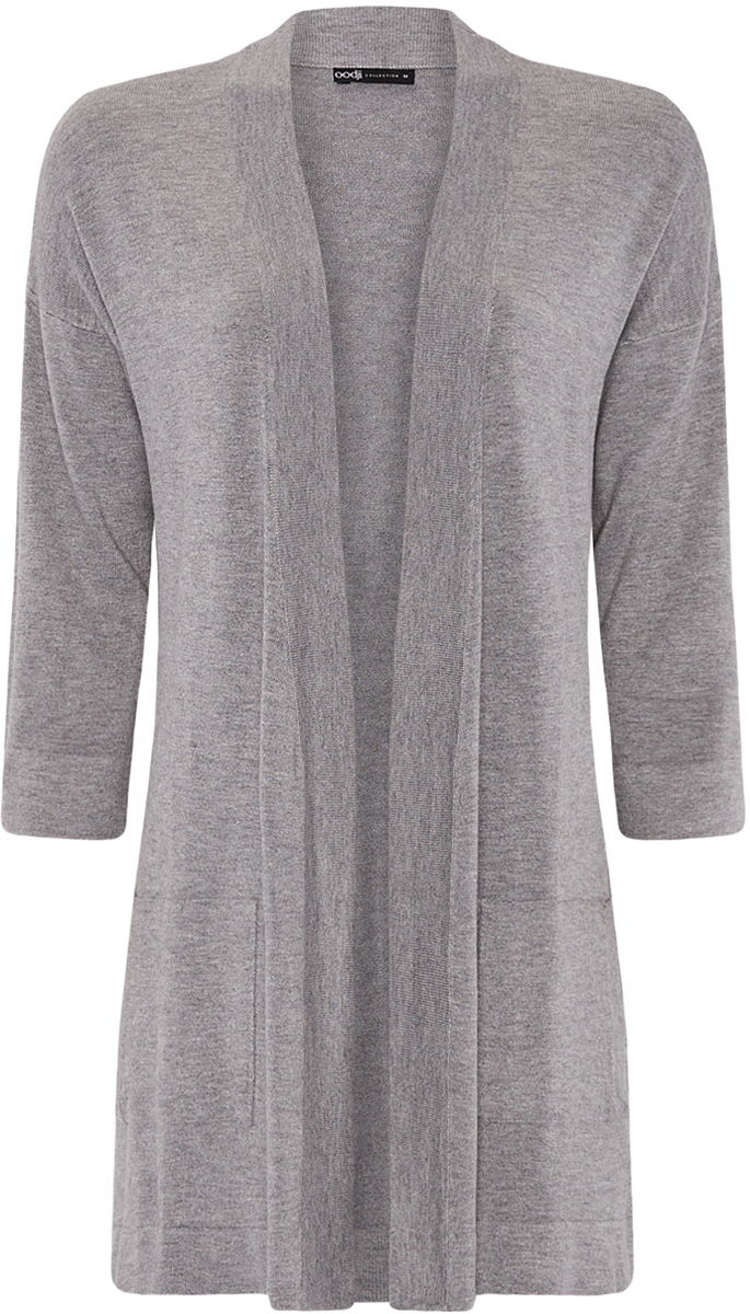Кардиган женский oodji Collection, цвет: серый. 73212397/45904/2300M. Размер XL (50)73212397/45904/2300M Кардиган женский oodji Collection, цвет: серый. 73212397/45904/2300M. Размер XL (50)73212397/45904/2300MСтильный женский кардиган oodji Collection, выполненный из вискозы с добавлением полиамида, подчеркнет ваш уникальный стиль и поможет создать оригинальный женственный образ.Модель с V-образным вырезом горловины и рукавами 3/4 не имеет застежек. Спереди расположены два накладных кармана.