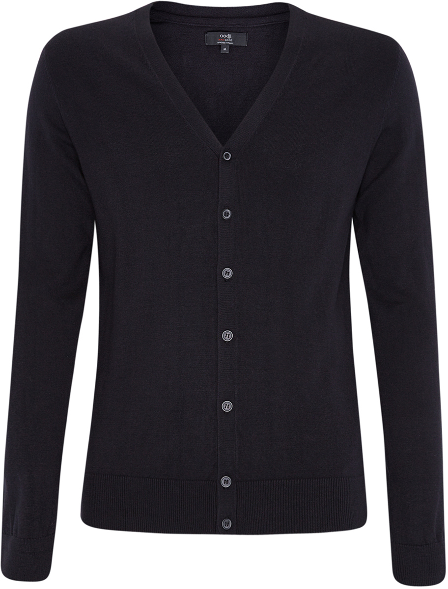 Кардиган мужской oodji Basic, цвет: черный. 4B612001M/39796N/2900N. Размер L (52/54)4B612001M/39796N/2900N Кардиган мужской oodji Basic, цвет: черный. 4B612001M/39796N/2900N. Размер L (52/54)4B612001M/39796N/2900NСтильный мужской кардиган выполнен из хлопка с добавлением полиакрила. Модель с V-образным вырезом горловины и длинными рукавами застегивается спереди на пуговицы. Манжеты и низ изделия связаны резинкой.
