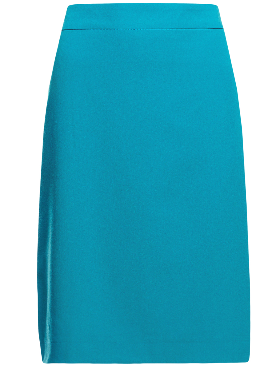 Юбка oodji Collection, цвет: бирюзовый. 21611105-5B/18600/7300N. Размер 38 (44-170)21611105-5B/18600/7300N Юбка oodji Collection, цвет: бирюзовый. 21611105-5B/18600/7300N. Размер 38 (44-170)21611105-5B/18600/7300NЮбка-карандаш oodji Collection выполнена из полиэстера с добавлением вискозы и полиуретана, подкладка - из полиэстера. Модель длины миди. Сзади изделие дополнено потайной застежкой-молнией и шлицей.