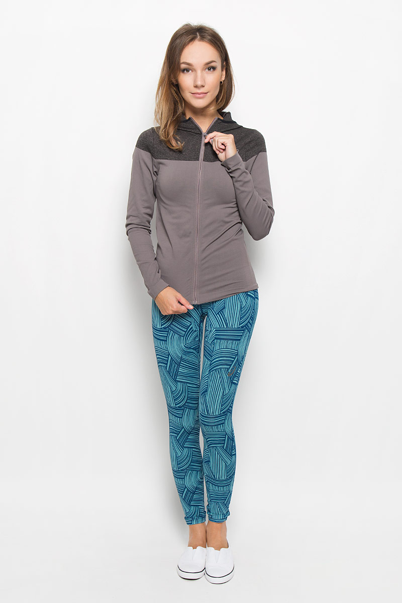 Толстовка для фитнеса женская Asics Jacket Seamless, цвет: темно-серый, серо-сиреневый. 134490-7004. Размер M (44/46)134490-7004 Толстовка для фитнеса женская Asics Jacket Seamless, цвет: темно-серый, серо-сиреневый. 134490-7004. Размер M (44/46)134490-7004Женская толстовка для фитнеса Asics Jacket Seamless изготовлена из полиамида с добавлением полиэстера и эластана. Модель очень мягкая, тактильно приятная и отлично подойдет как для занятия спортом. Толстовка оснащена капюшоном, длинными рукавами и застегивается на молнию по всей длине. Спереди модель дополнена принтом в виде логотипа бренда. Низ рукава дополнен разрезом для большого пальца.Такая толстовка в новом сезоне - незаменимая вещь в спортивном и летнем гардеробе.