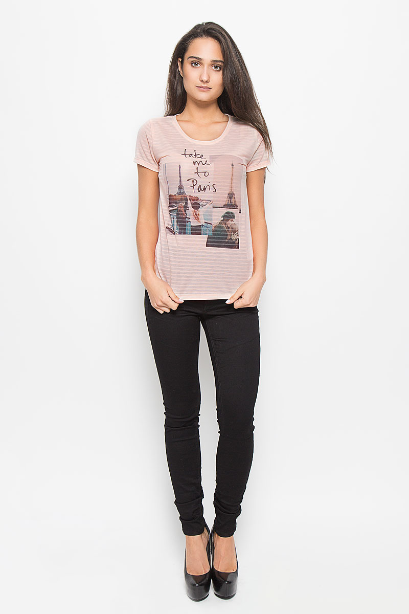 Футболка женская Tom Tailor Denim, цвет: персиковый. 1035531.01.71_4728. Размер M (46)1035531.01.71_4728 Футболка женская Tom Tailor Denim, цвет: персиковый. 1035531.01.71_4728. Размер M (46)1035531.01.71_4728Стильная женская футболка Tom Tailor Denim, выполненная из полиэстера с добавлением хлопка, обладает высокой теплопроводностью, воздухопроницаемостью и гигроскопичностью, позволяет коже дышать. Модель с короткими рукавами и круглым вырезом горловины - идеальный вариант для создания стильного современного образа. Футболка оформлена оригинальным принтом с изображением фотографий Парижа и надписи Take Me To Paris.Такая модель подарит вам комфорт в течение всего дня и послужит замечательным дополнением к вашему гардеробу.