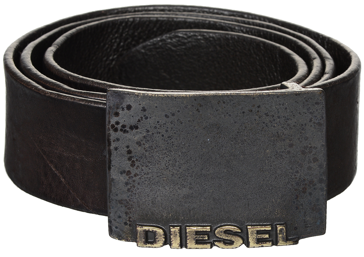 Ремень мужской Diesel, цвет: темно-коричневый. X04184-PR080/T2180. Размер 95X04184-PR080/T2180 Ремень мужской Diesel, цвет: темно-коричневый. X04184-PR080/T2180. Размер 95X04184-PR080/T2180Стильный мужской ремень Diesel станет идеальным дополнением к вашему образу. Ремень изготовлен из натуральной коровьей кожи и выполнен в оригинальном дизайне. Изделие оснащено металлической пряжкой с гравированной надписью с названием бренда, которая легко и быстро зафиксирует ремень и отрегулирует его длину. Такой ремень займет достойное место в вашем гардеробе.